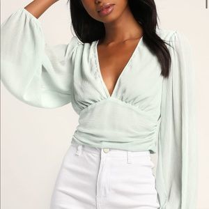 Lulus mint green long sleeve crop top